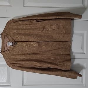 CHICIO'S Tan & Gold Button-Up Blazer Jacket, Size 3=XL/16, EUC